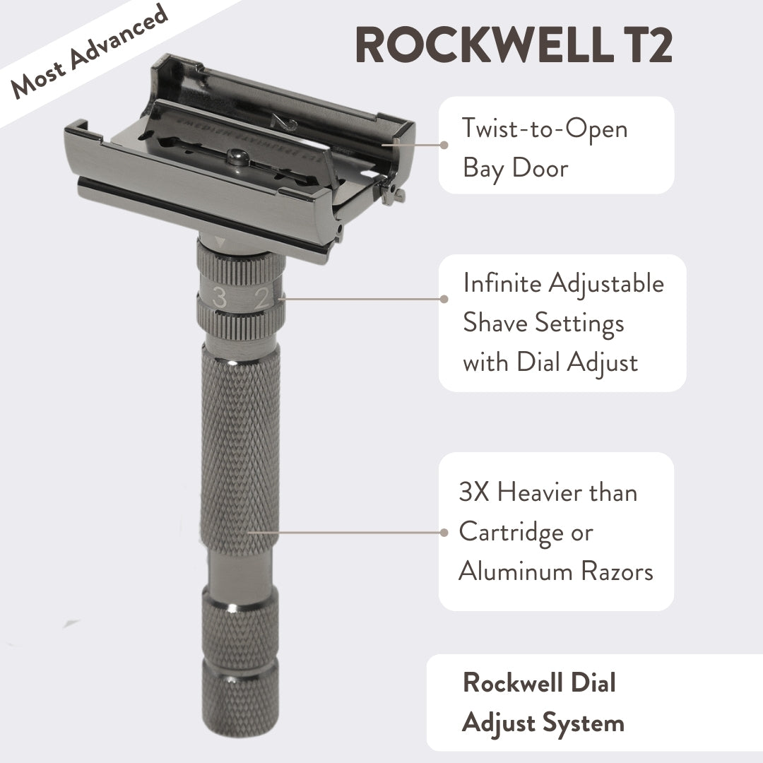 Rockwell T2 Dial Adjustable Chrome Series Safety Razor