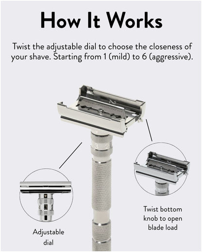 Rockwell T2 Dial Adjustable Stainless Steel Safety Razor