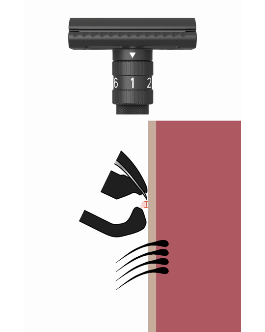 SETPOINT adjusted to a larger blade gap for longer hair